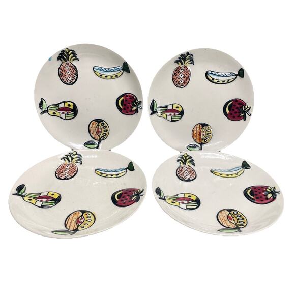 1960’s "Manner of Georges Briard" Dessert Plates (4) Embossed "Forbidden Fruit" - Picture 1 of 6